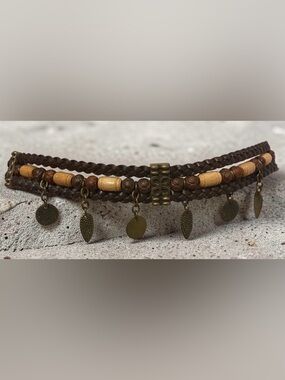 Elegant Brown Braided Belt with Charms